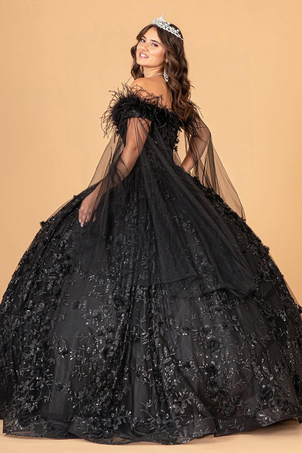 Quinceniera Dresses Long Ball Gown Mesh Quinceanera Dress Black