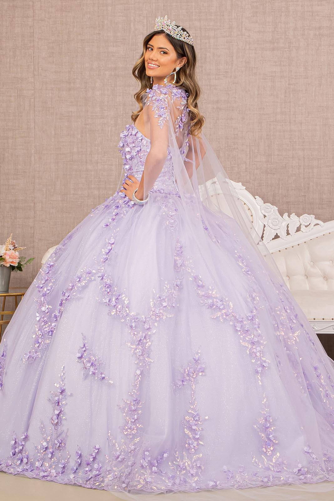 Quinceniera Dresses Long Strapless Ball Gown Quinceanera Mesh Dress Lilac