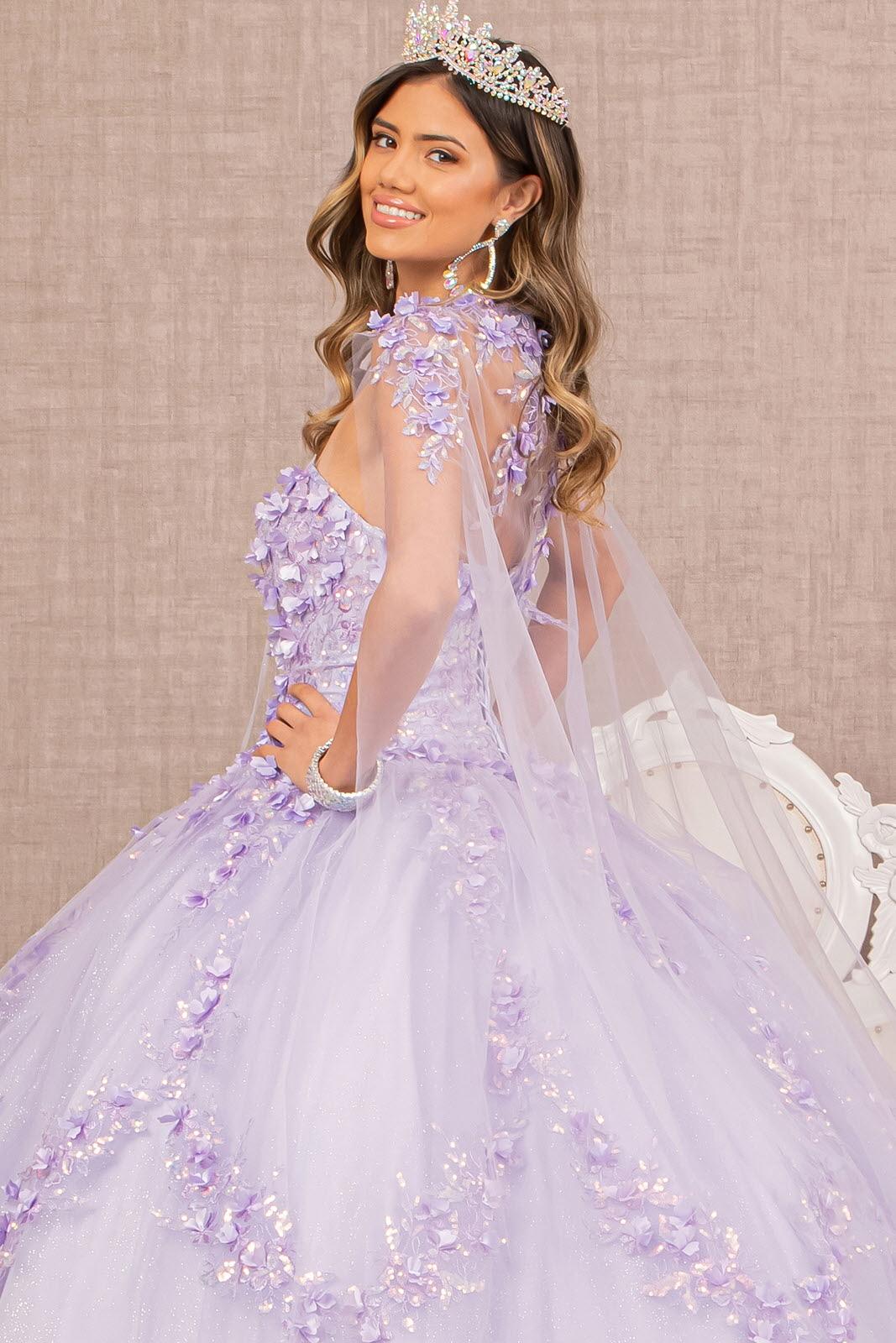 Quinceniera Dresses Long Strapless Ball Gown Quinceanera Mesh Dress Lilac