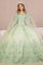 Quinceniera Dresses Long Ball Gown Quinceanera Cape Dress Sage