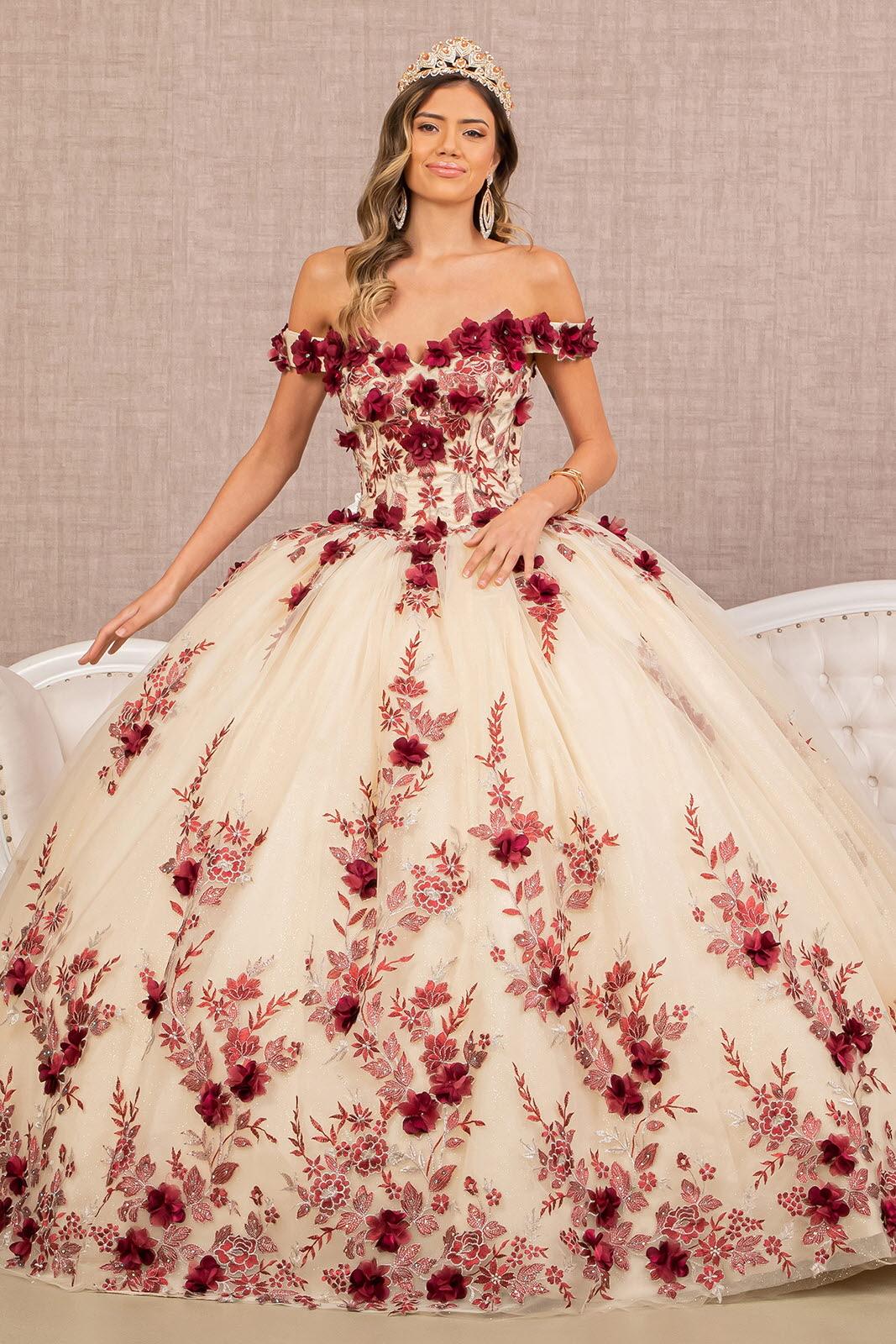 Quinceniera Dresses Quinceanera Long Dress Off Shoulder Ball Gown  Burgundy/Nude