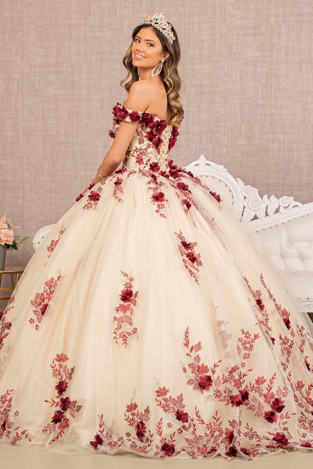 Quinceniera Dresses Quinceanera Long Dress Off Shoulder Ball Gown  Burgundy/Nude
