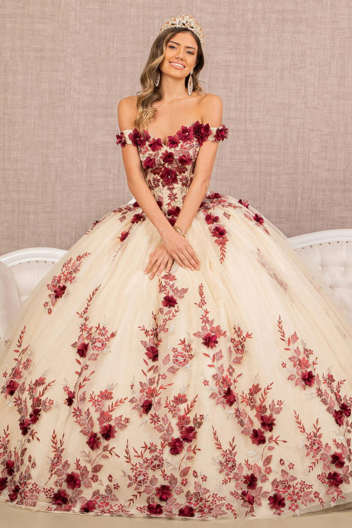 Quinceniera Dresses Quinceanera Long Dress Off Shoulder Ball Gown  Burgundy/Nude