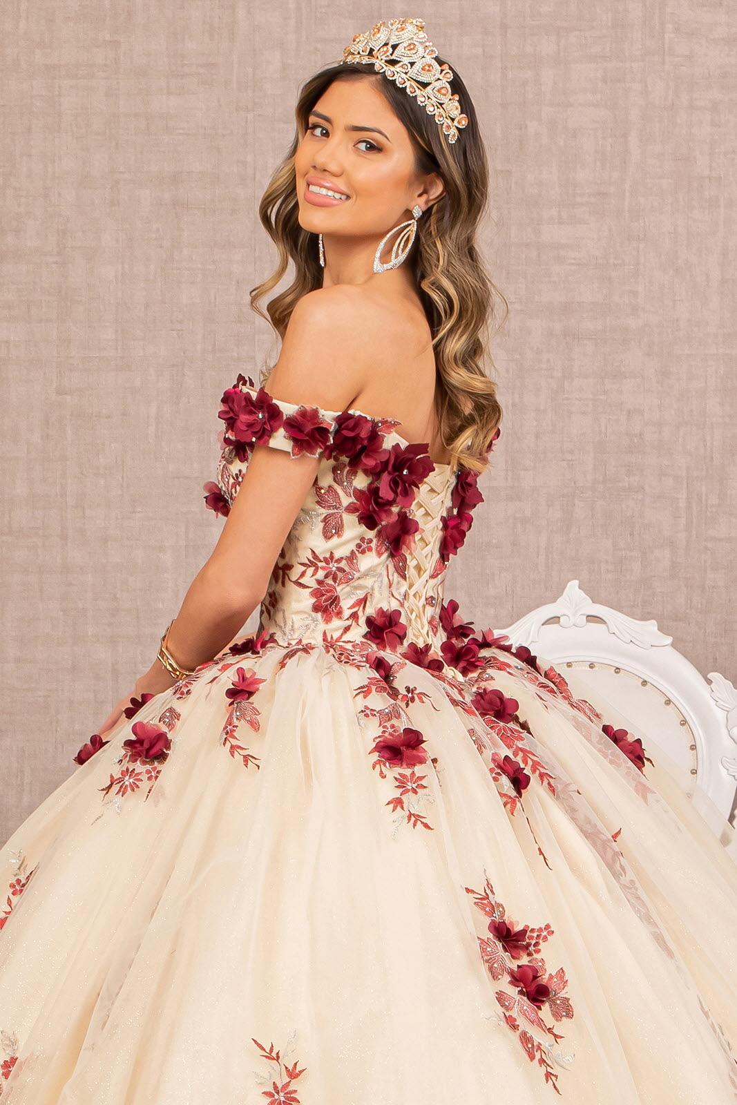 Quinceniera Dresses Quinceanera Long Dress Off Shoulder Ball Gown  Burgundy/Nude