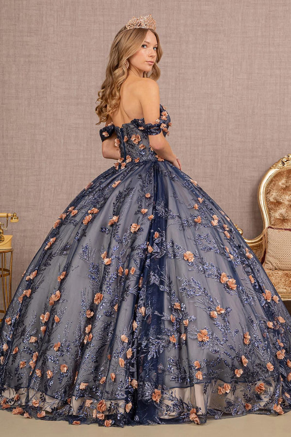 Quinceniera Dresses Quinceanera Long Dress Glitter Ball Gown Navy