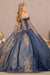 Quinceniera Dresses Long Ball Gown Feather Sequin Quinceanera Dress Navy