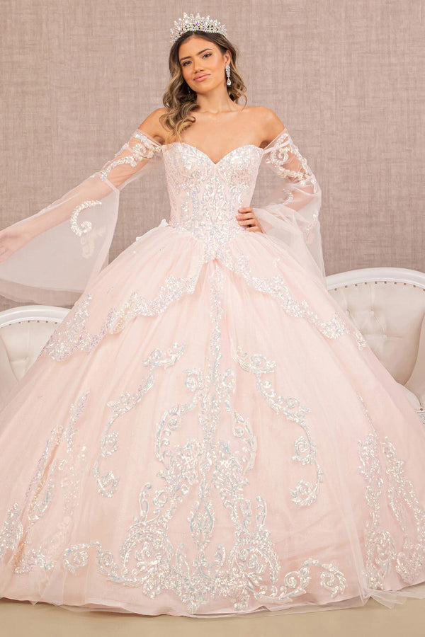 Quinceanera Dress Long Off Shoulder Glitter Ball Gown