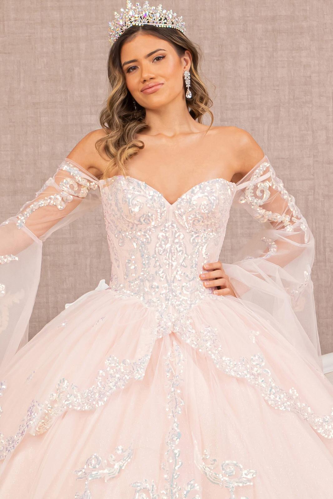 slim fit dress slacks Rachel Allan RQ2225 - Long Tulle, Glitter Tulle Ballgown Dress