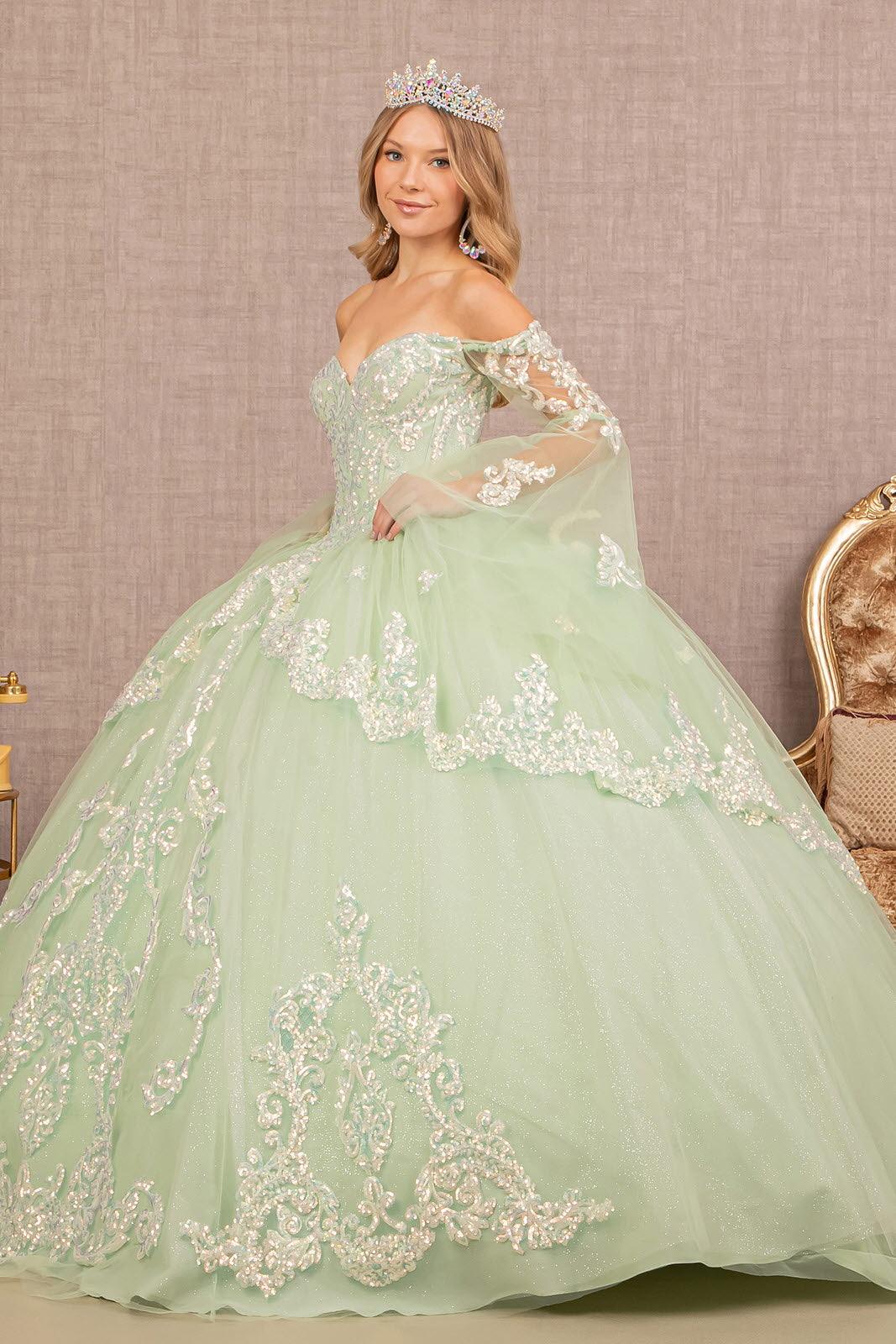 Quinceniera Dresses Quinceanera Dress Long Off Shoulder Glitter Ball Gown Sage
