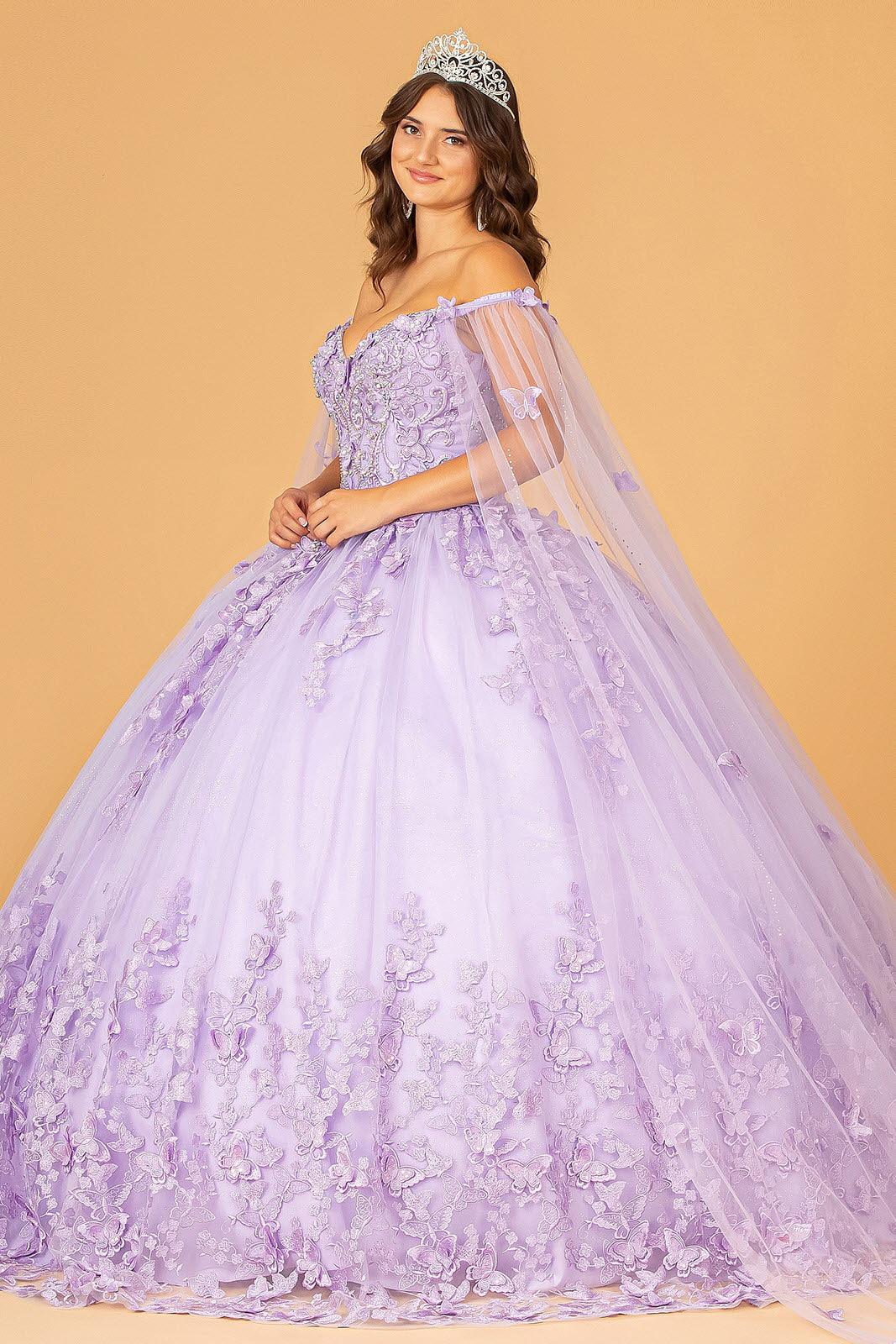 Quinceniera Dresses Long Ball Gown Glitter Applique Quinceanera Dress Lilac