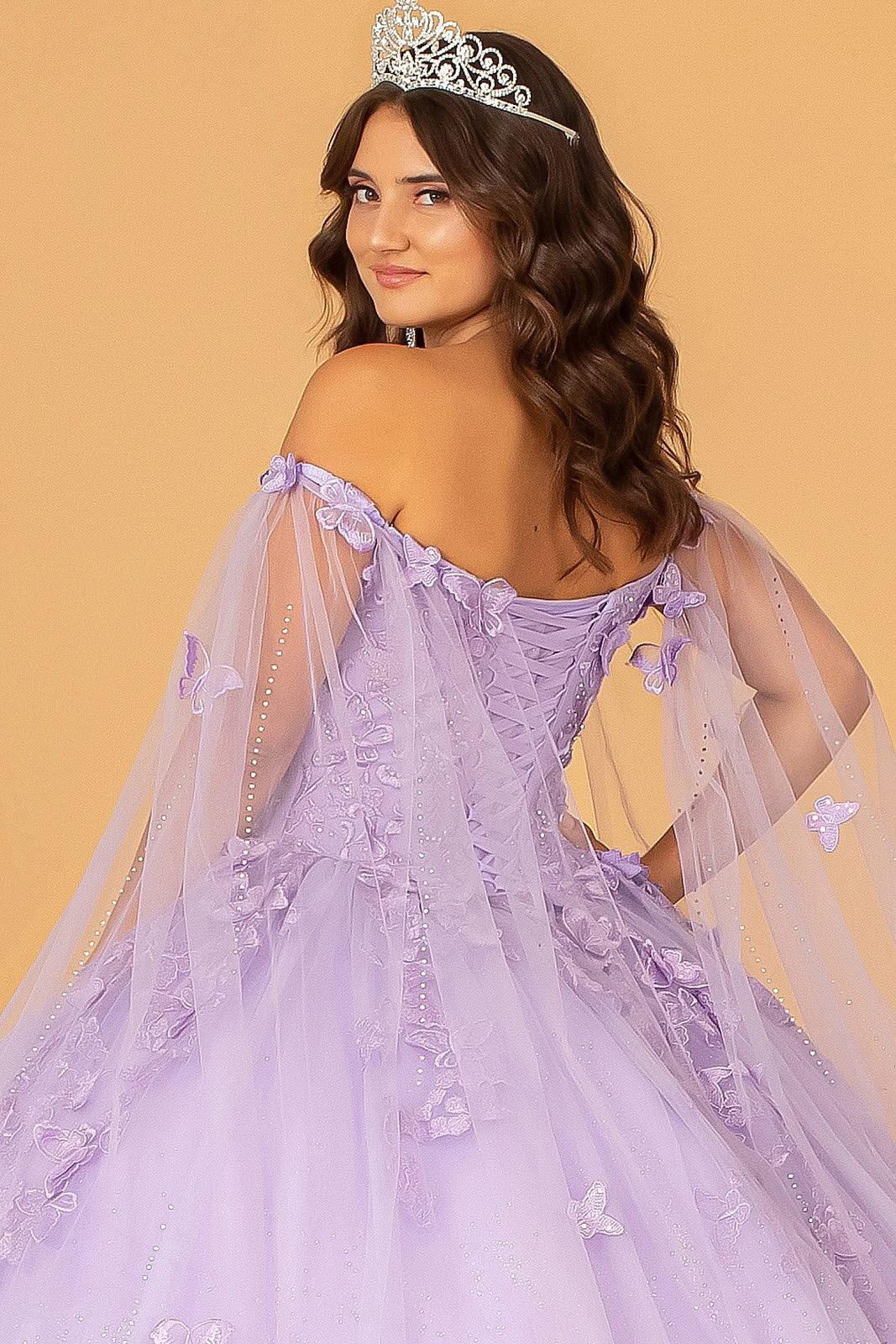 Long Ball Gown Glitter Applique Quinceanera Dress