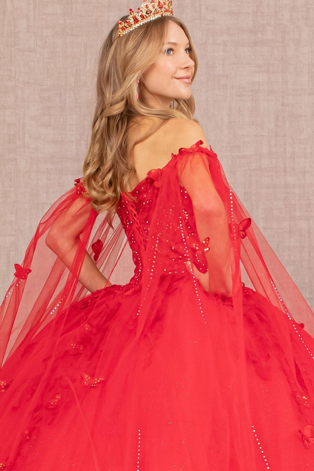 Long Ball Gown Glitter Applique Quinceanera Dress