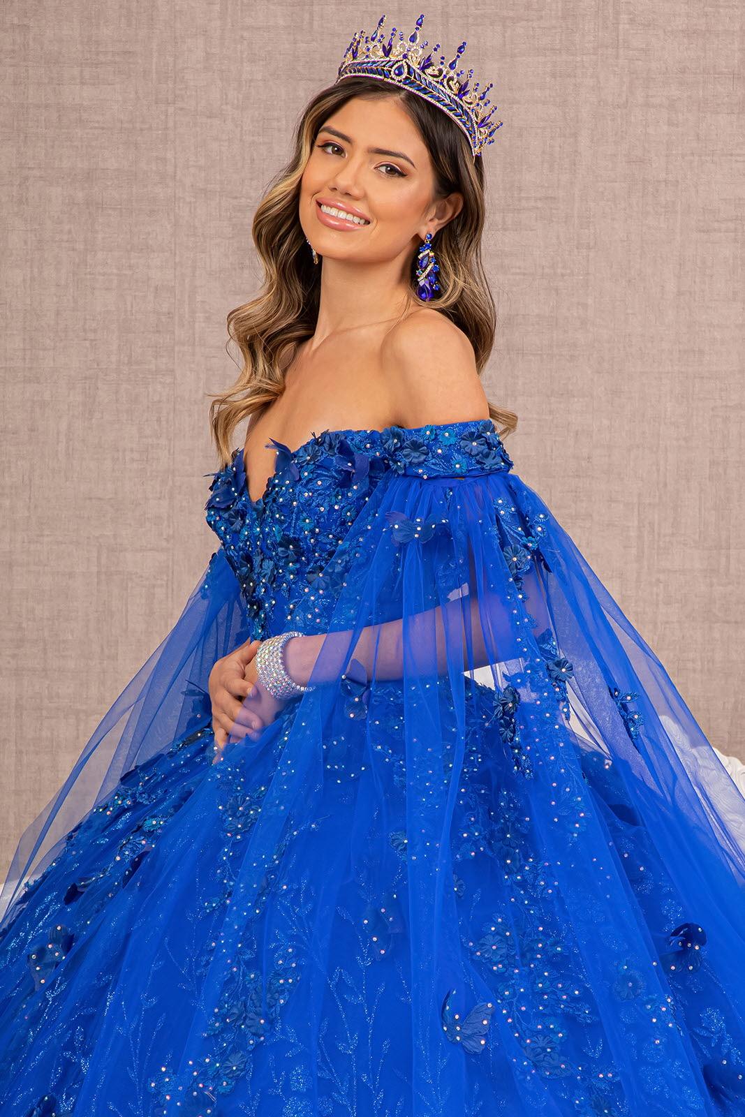 Quinceniera Dresses Long Ball Gown Glitter Quinceanera Dress Royal Blue