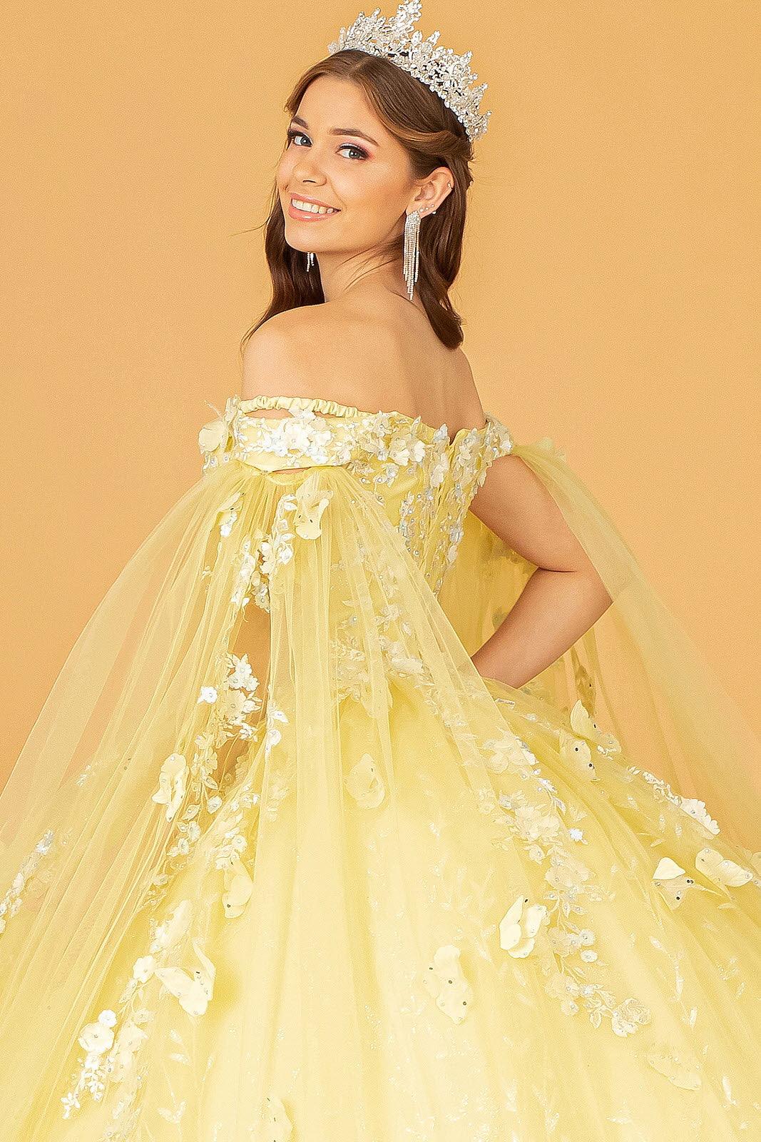 Quinceniera Dresses Long Ball Gown Glitter Quinceanera Dress Yellow