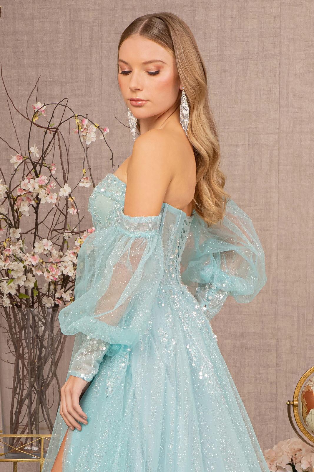 Baby Blue Prom Long Sequin Glitter Gown for $349.99 – The Dress Outlet