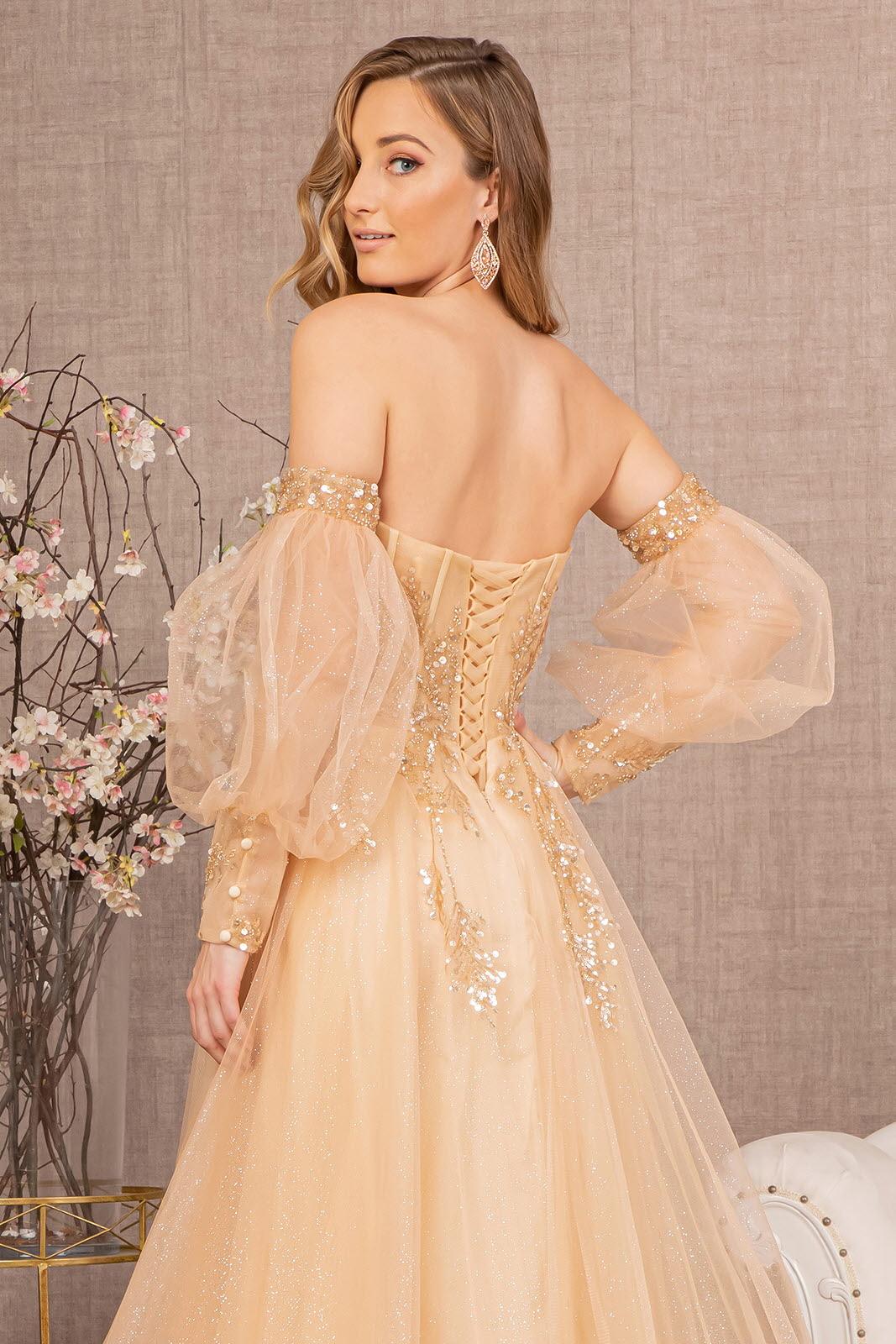 slim fit dress slacks Wedtrend Women Sparkly Peach Long Prom Dress Sequin A Line Tulle Spaghetti Straps Party Dress with Lace Up Back, Peach / US2 main image 1