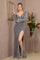 Prom Dresses Long Formal Feather Velvet Mermaid Prom Gown Silver