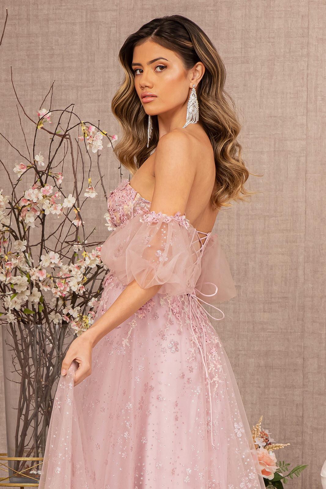 Long Strapless A Line Prom Gown