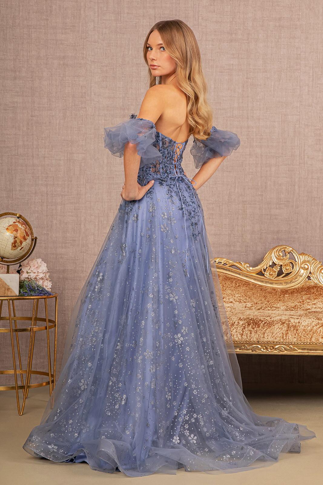 Long Strapless A Line Prom Gown