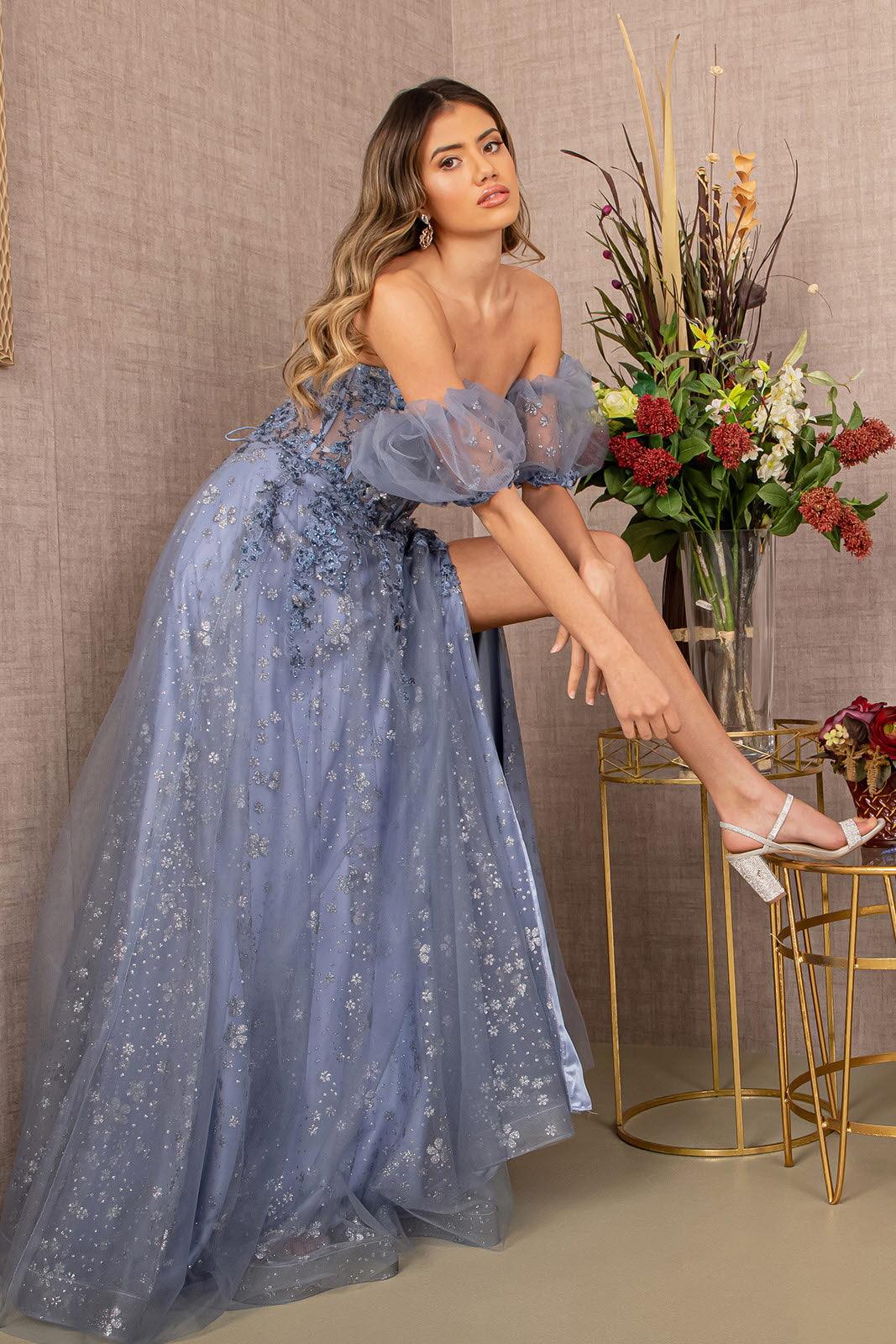 Long Strapless A Line Prom Gown