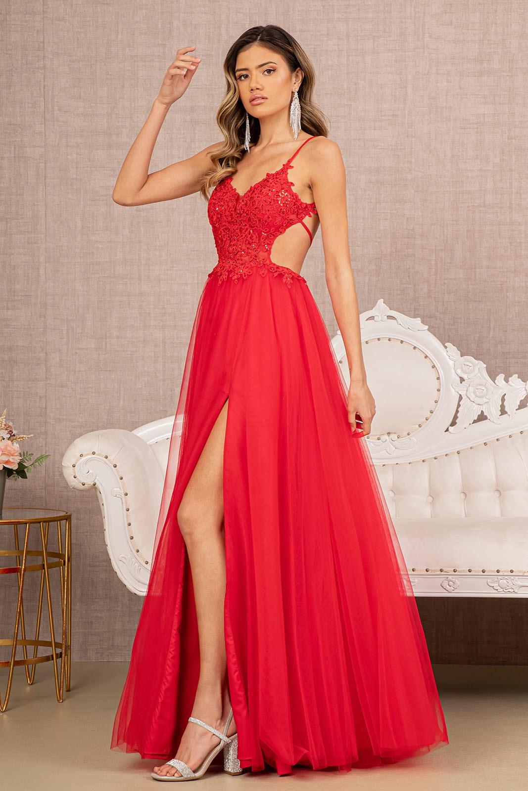 Long Spaghetti Strap A Line Prom Dress
