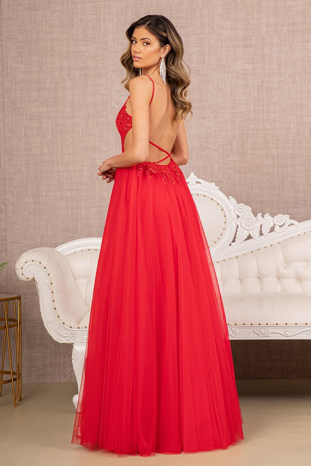 Long Spaghetti Strap A Line Prom Dress