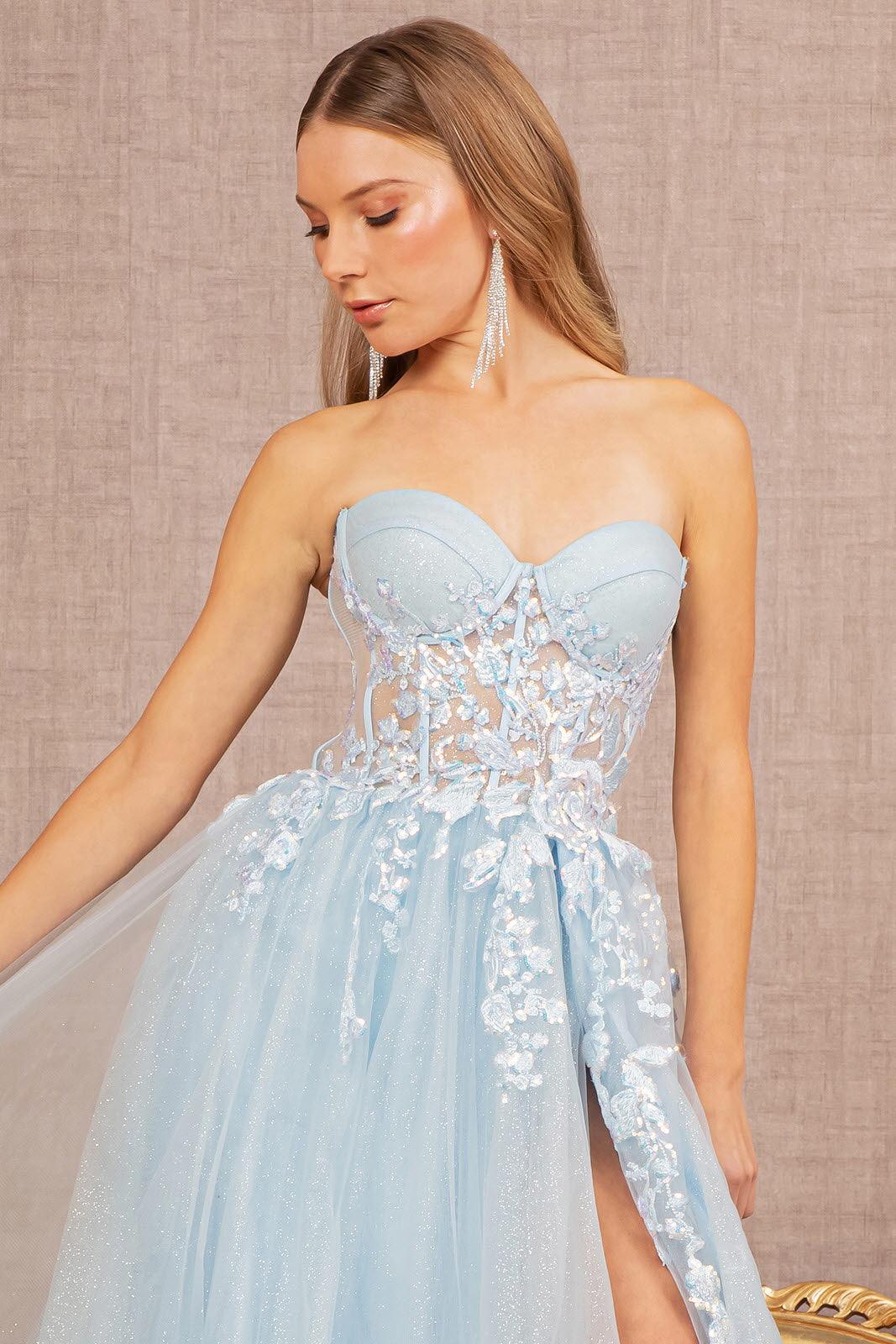 Baby Blue Prom Long Strapless Formal Dress for $279.99 – The Dress Outlet