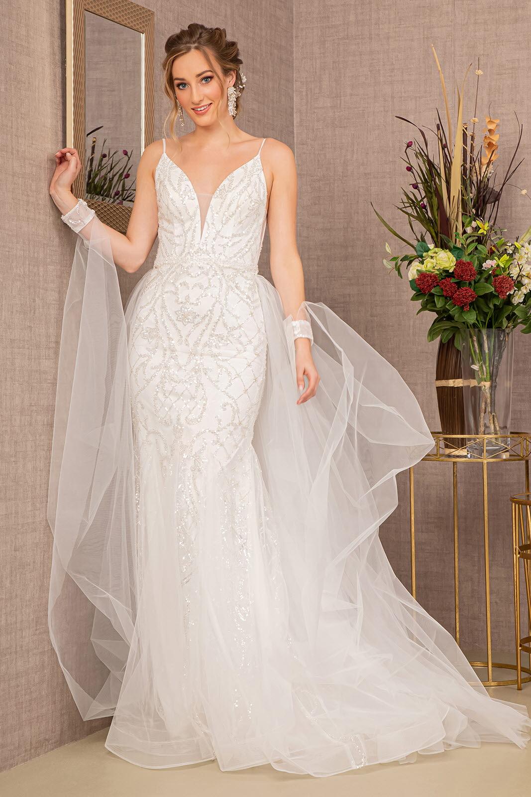 Long Spaghetti Strap Wedding Dress – The Dress Outlet