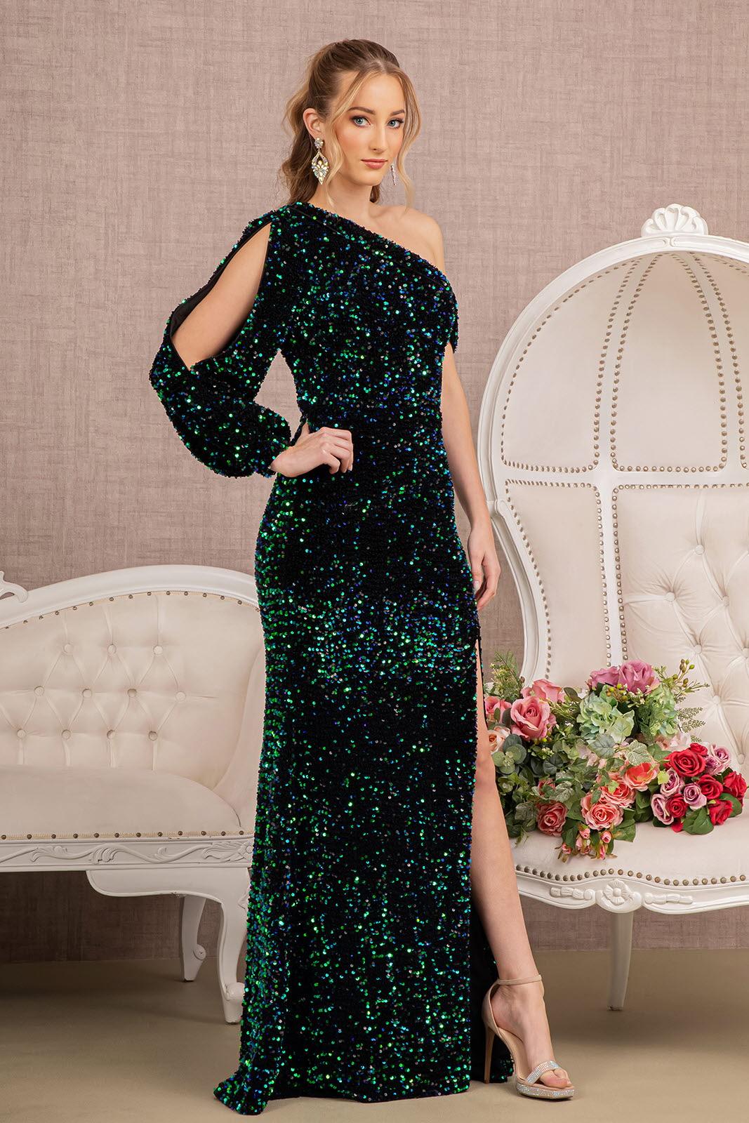 Prom Dresses Prom Long One Shoulder Formal Gown Green