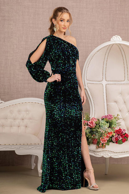 Prom Dresses Prom Long One Shoulder Formal Gown Green