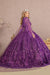 Quinceniera Dresses Long Quinceanera Glitter Cape Ball Gown Purple