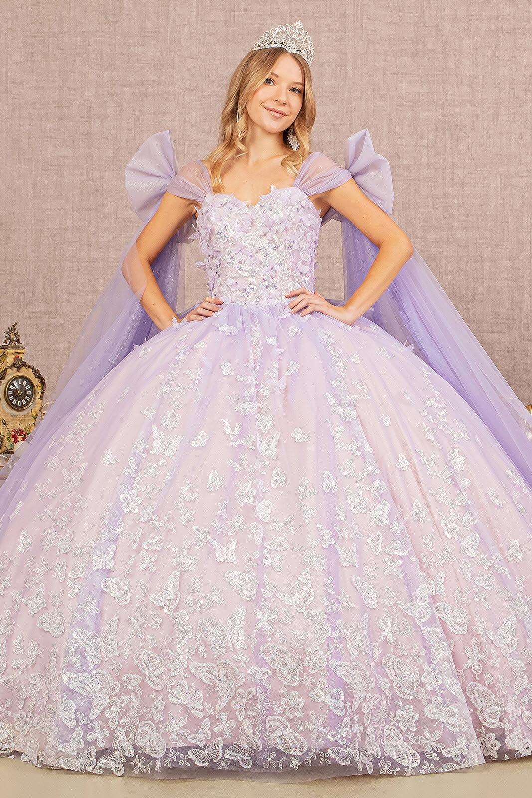 Quinceniera Dresses Long Ball Gown Glitter Quinceanera Dress Lilac