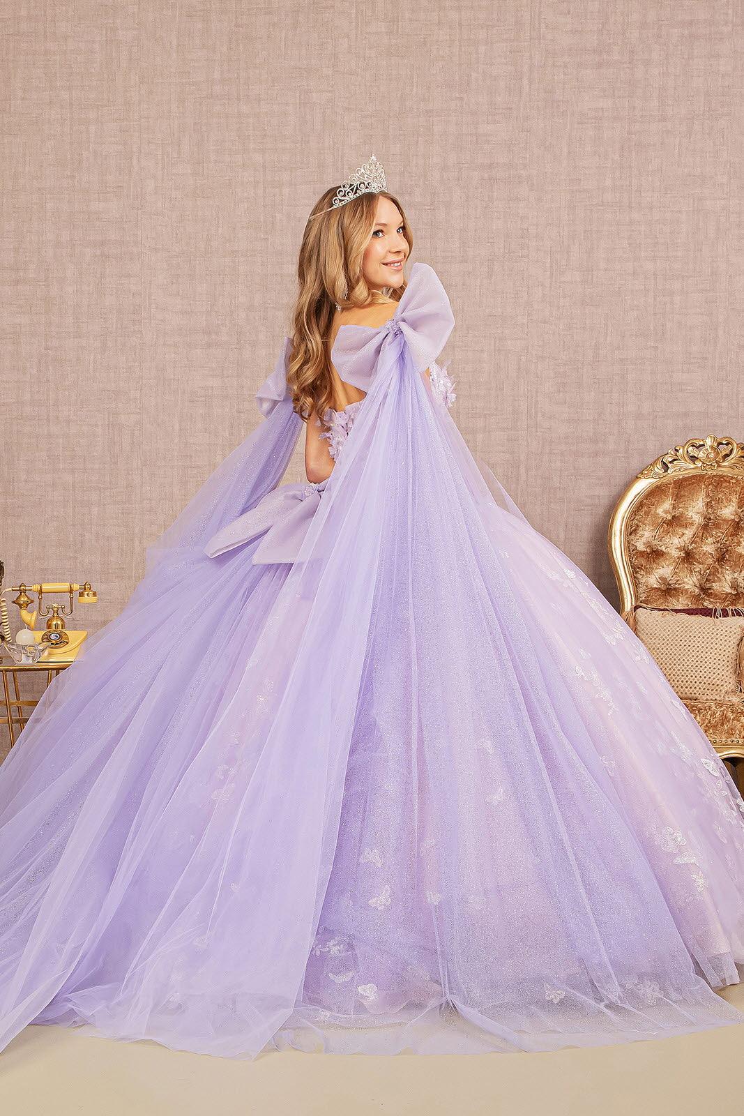 Long Ball Gown Glitter Quinceanera Dress - Lilac / 2XL Long Ball Gown Glitter Quinceanera Dress - Lilac / 2XL