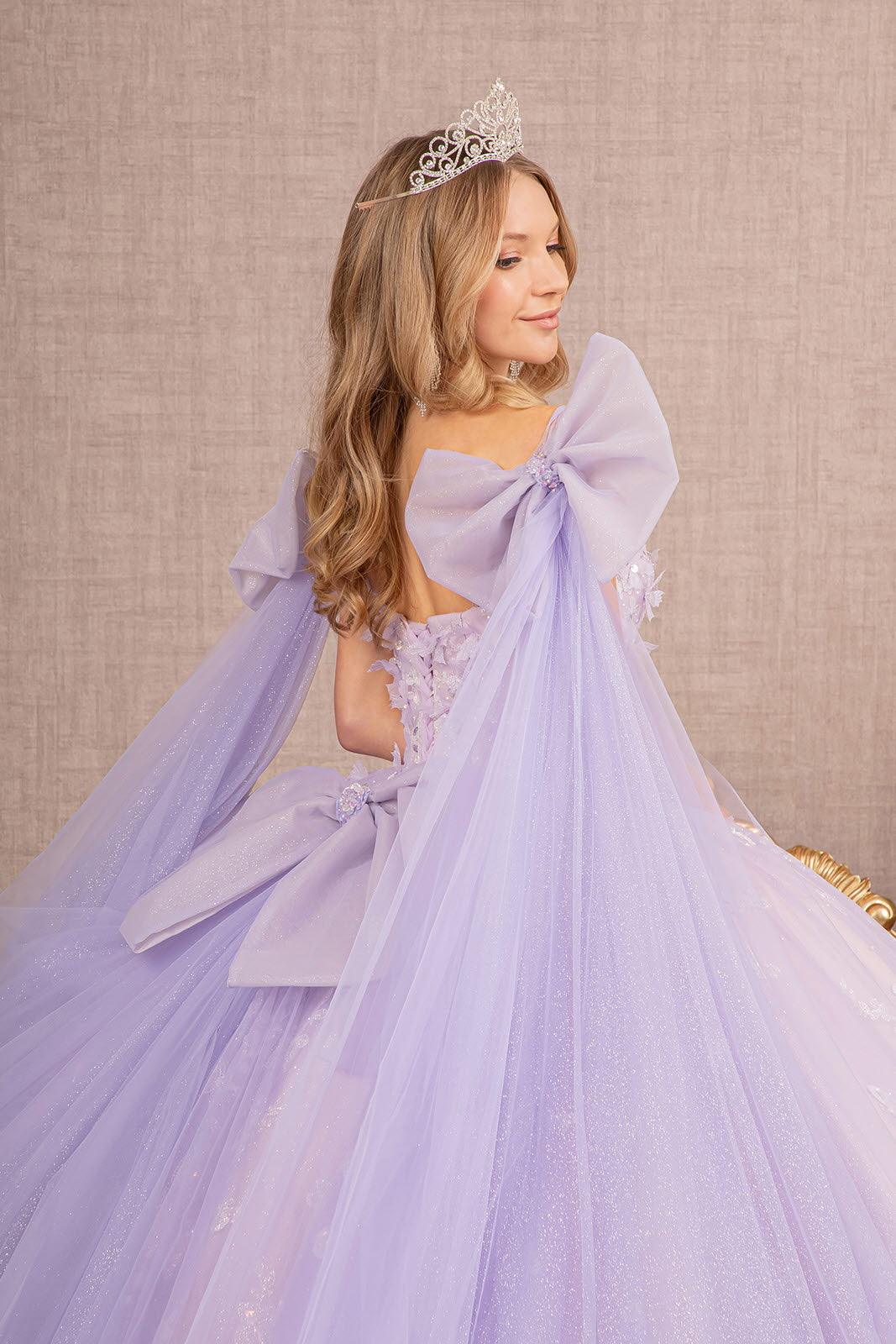 mini quince dresses lilac Long Ball Gown Glitter Quinceanera Dress