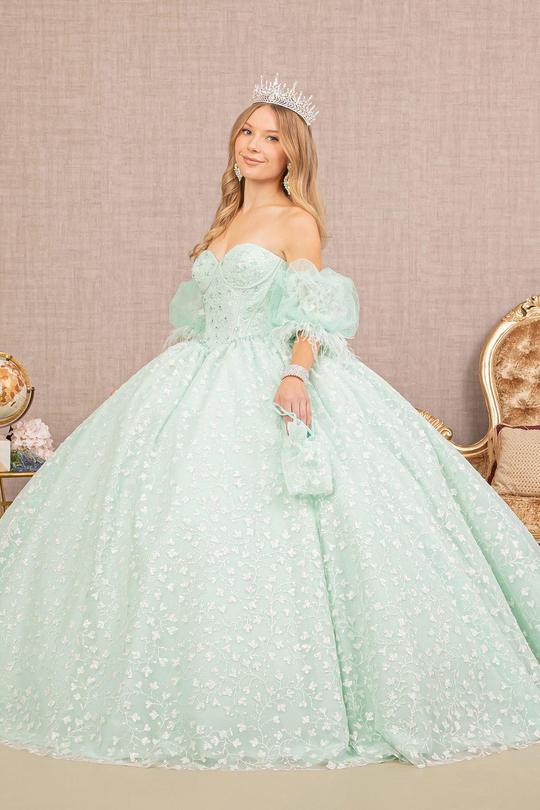 Quinceniera Dresses Long Strapless Quinceanera Ball Gown  Mint
