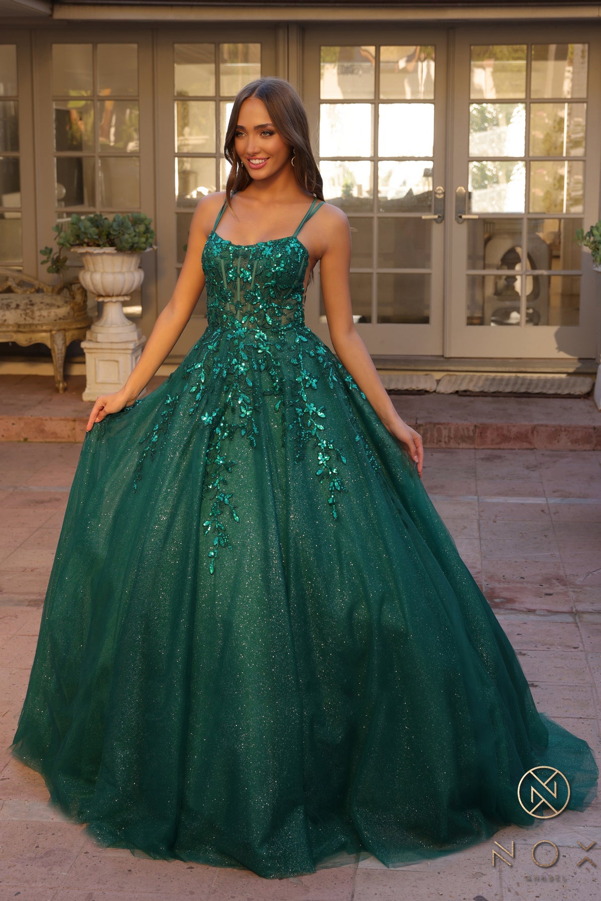 Green Nox Anabel H1271 Prom Glitter Formal Sequin Long Dress for $399.0
