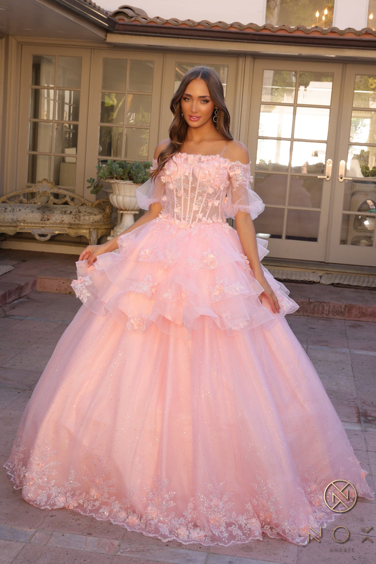 Prom Dresses Glittered Tulle Prom Ballgown Blush