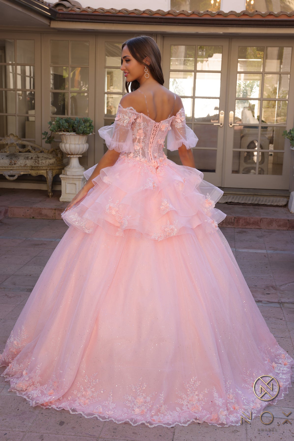 Nox Anabel H1360 Glittered Long Formal Prom Ballgown