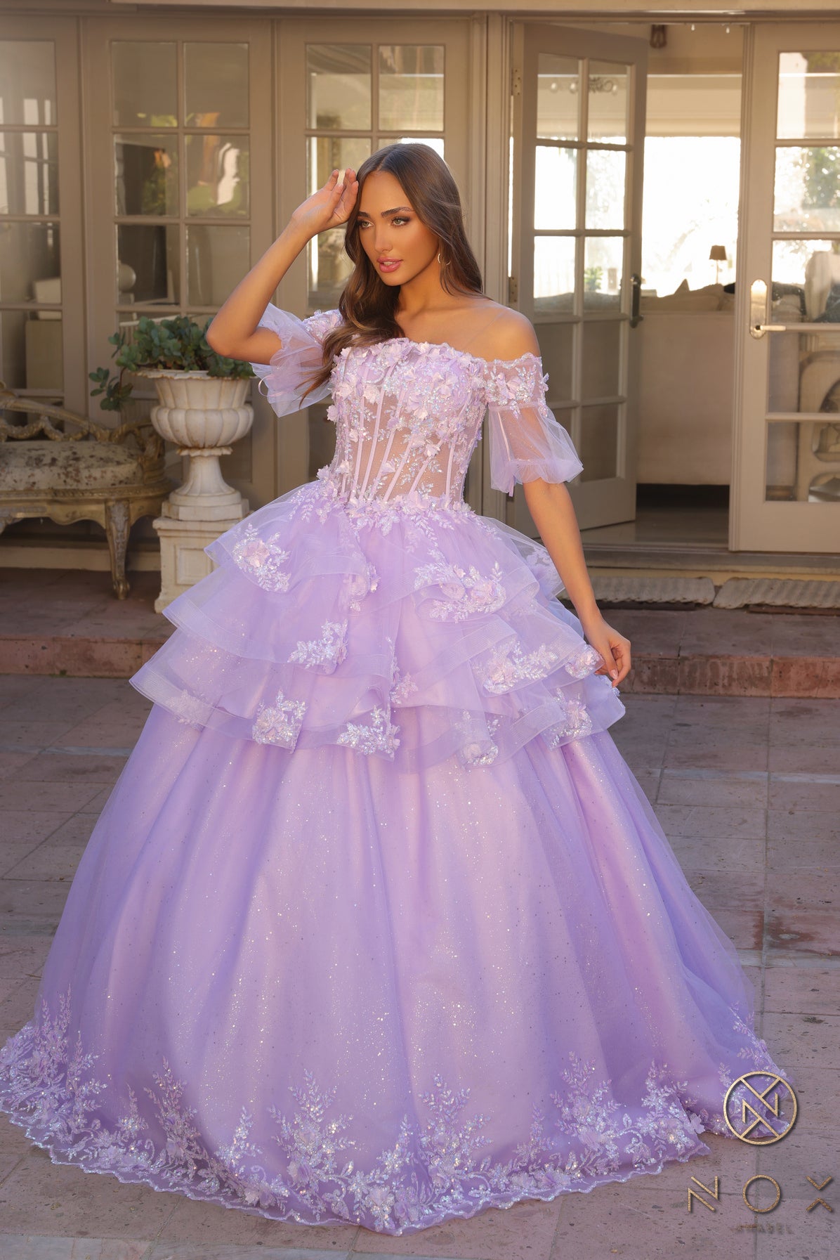 Prom Dresses Glittered Tulle Prom Ballgown Lilac