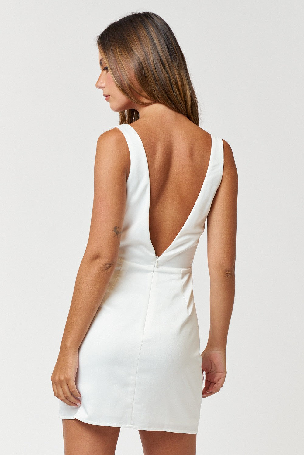 Women Off-White Rib Sleeveless Bodycon Dress