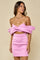 Cocktail Dresses Short Off Shoulder Front Ribbon Scuba Mini Dress Lavender