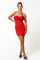 Cocktail Dresses Short Strapless Rosette Neck Mini Dress Red