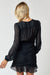 Cocktail Dresses Long Sleeve Ruffled Short Dress Black