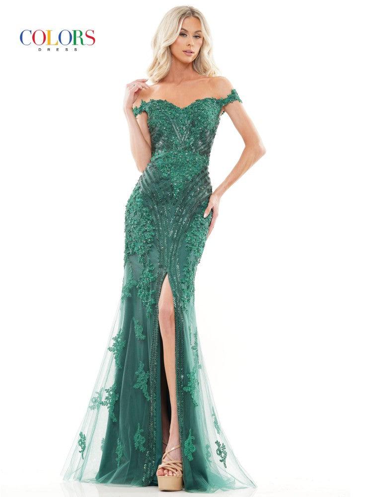 Colors J131 Colors Long Off Shoulder Formal Prom Gown | The Dress Outlet