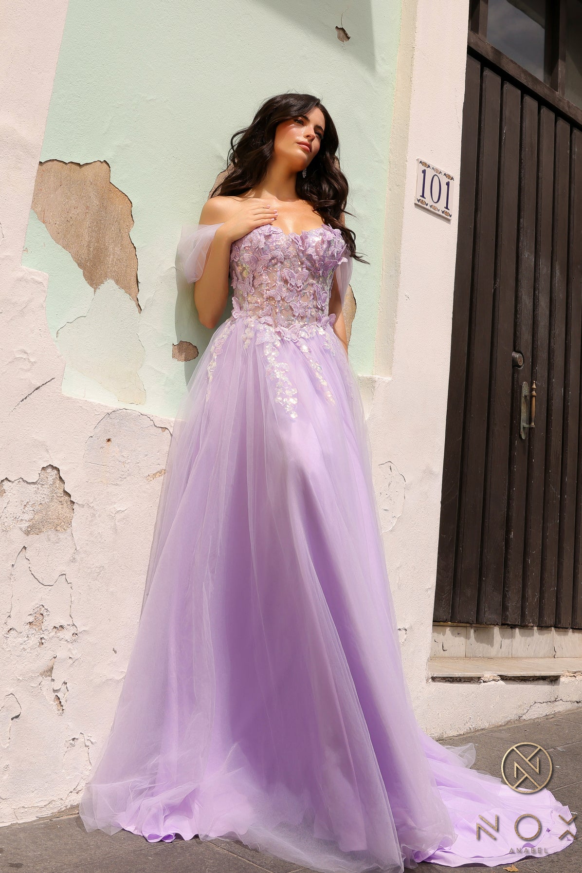 Lilac Nox Anabel J1324 Formal Long Prom A Line Ballgown for $310.0 ...