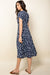 Cocktail Dresses Spotted Button Down Midi Dress Navy
