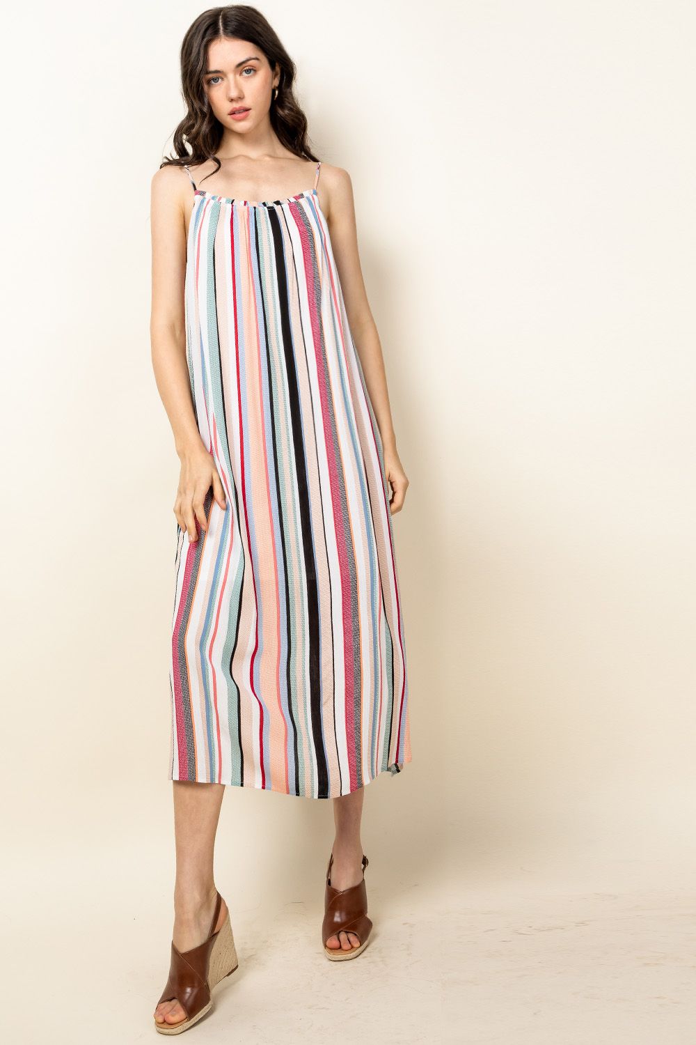 Shein Candy Stripe Wrap Dress Spaghetti Strap main image 1