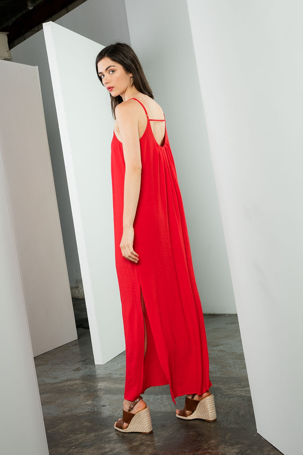 Spaghetti Strap Slit Maxi Dress