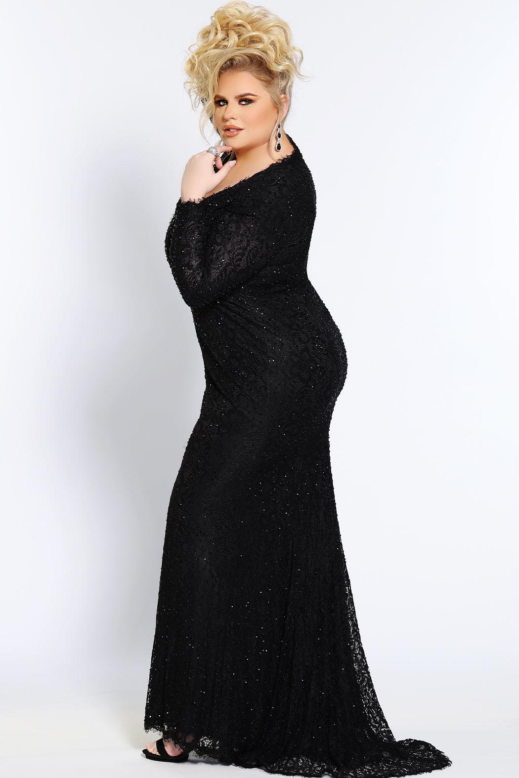 Sydneys Closet JK2104 Long Sleeve Plus Size Formal Evening Gown