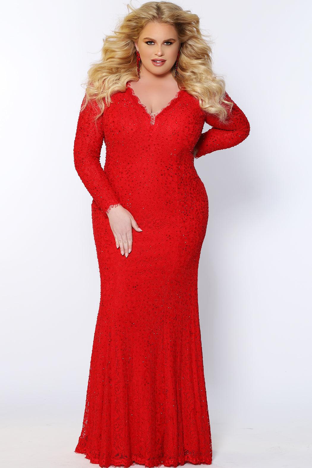 Sydneys Closet JK2104 Long Sleeve Plus Size Formal Evening Gown